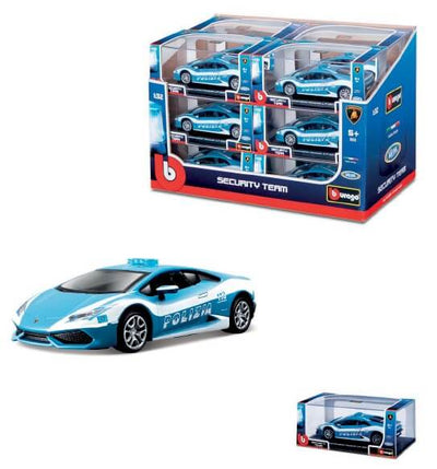 MODELLINO AUTO BURAGO CON TECA LAMBORGHINI HURACAN POLIZIA 1:32  93569