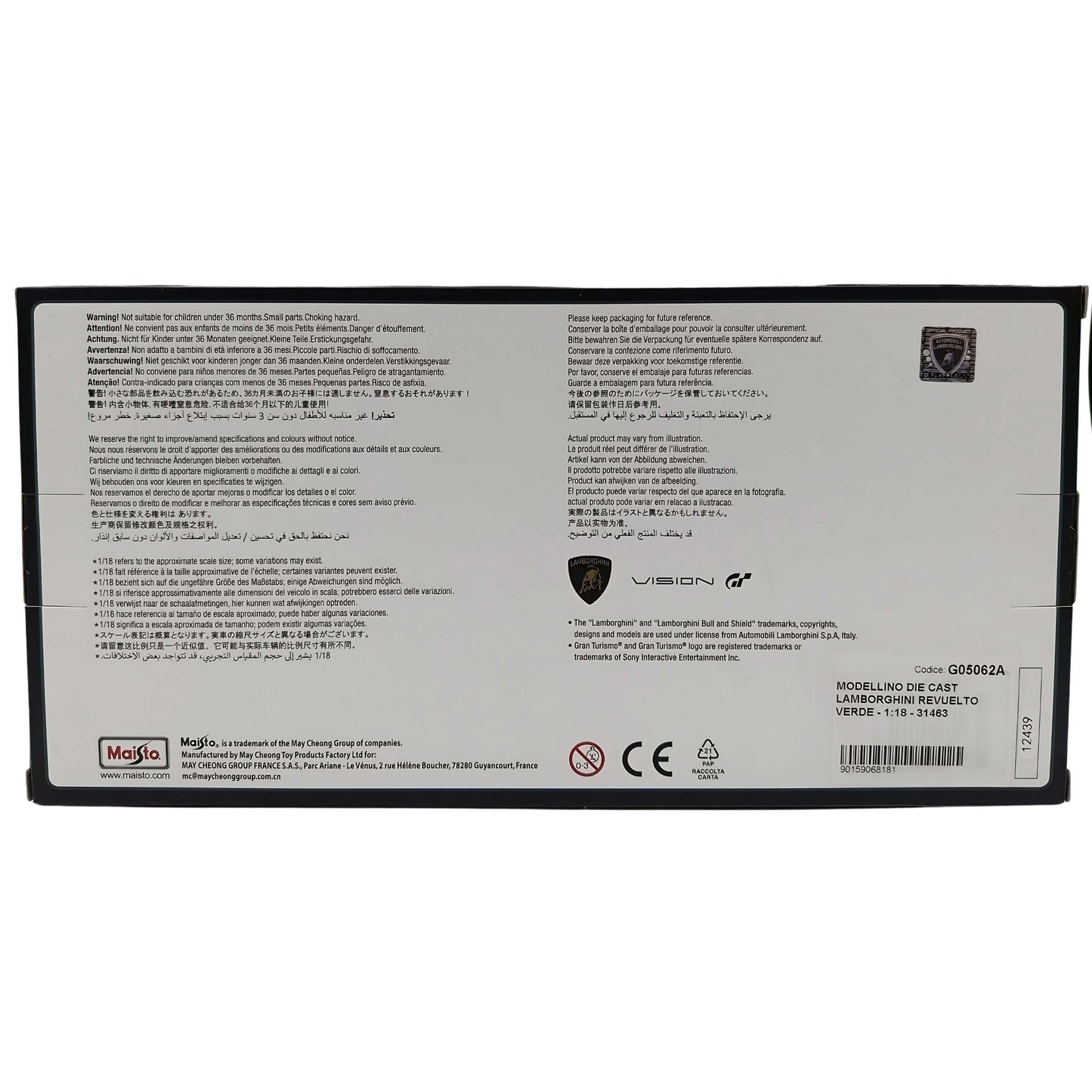 MODELLINO DIE CAST LAMBORGHINI REVUELTO ARANCIONE - 1:18 - 31463