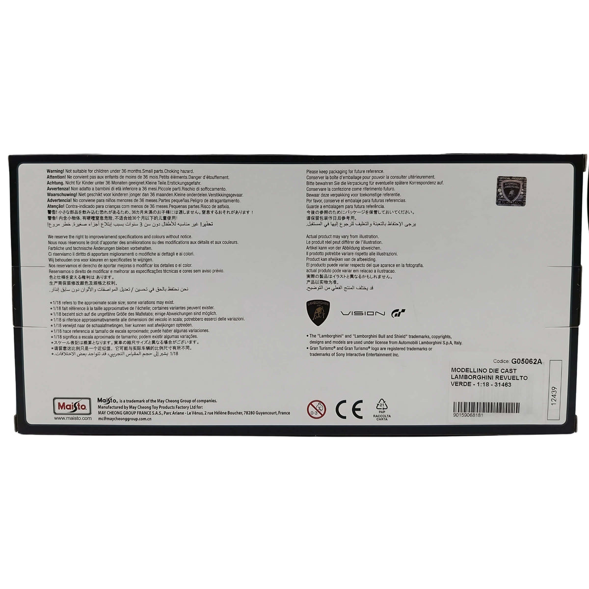 MODELLINO DIE CAST LAMBORGHINI REVUELTO VERDE - 1:18 - 31463