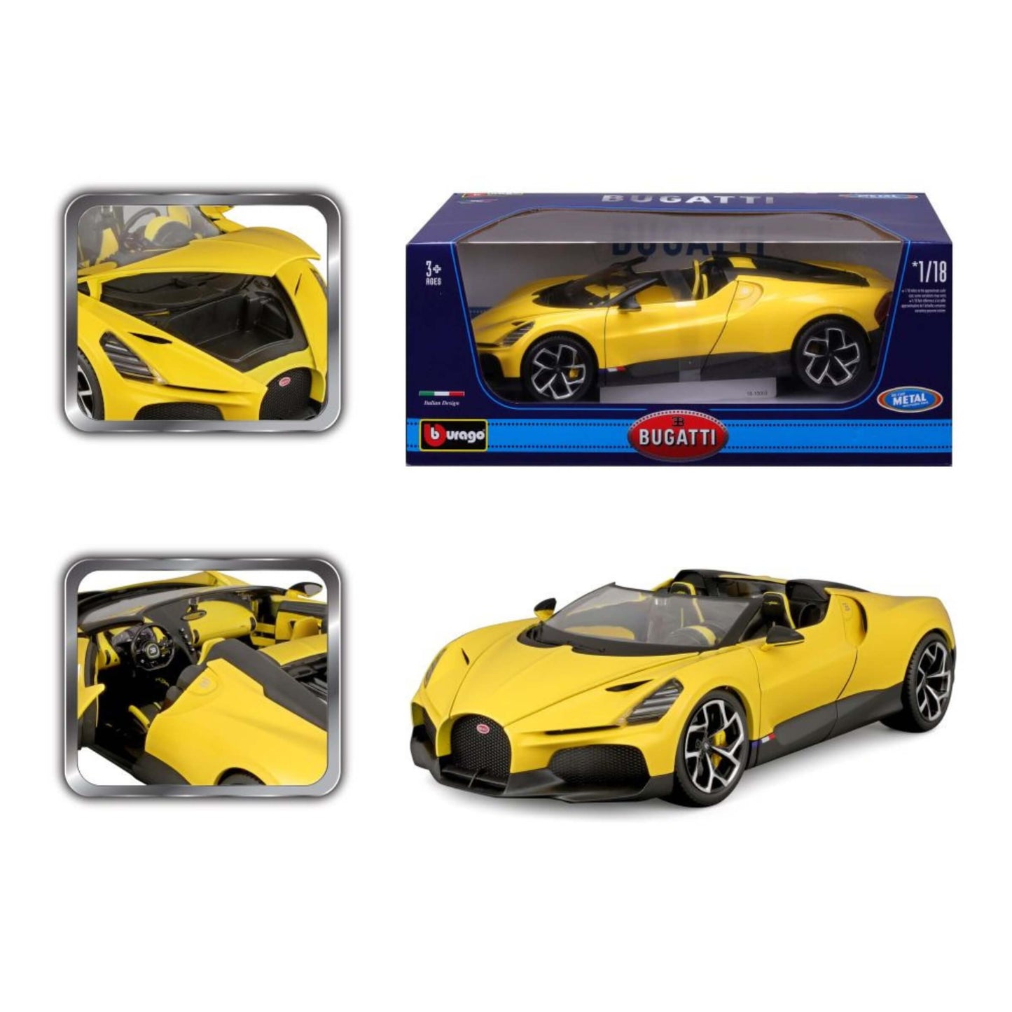 MODELLINO DIE CAST BUGATTI MISTRAL GIALLA - 1:18 - 18-11051