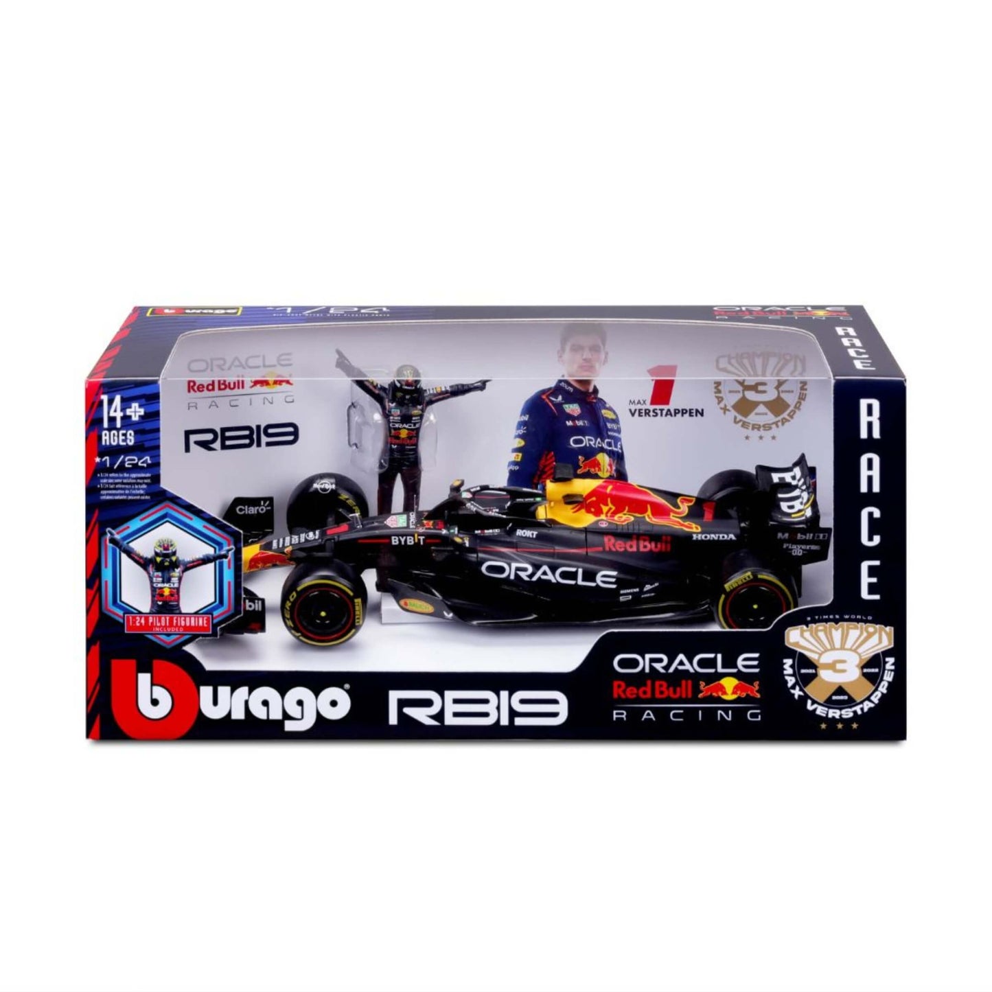MODELLINO DIE CAST RED BULL RB19 #1 VERSTAPPEN CON FIGURE - 1:24 - 18-28036V