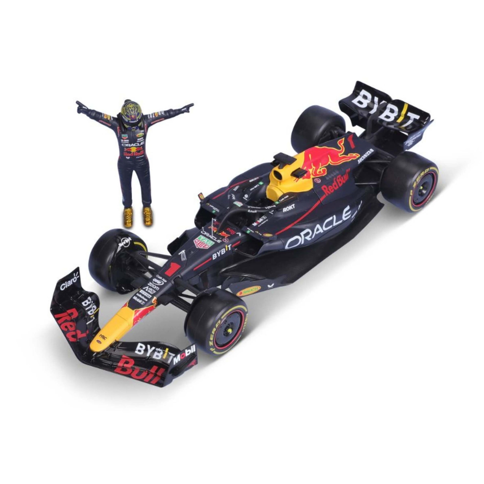Modellino diecast Red Bull RB19 #1 Max Verstappen con action figure Bburago 1:24