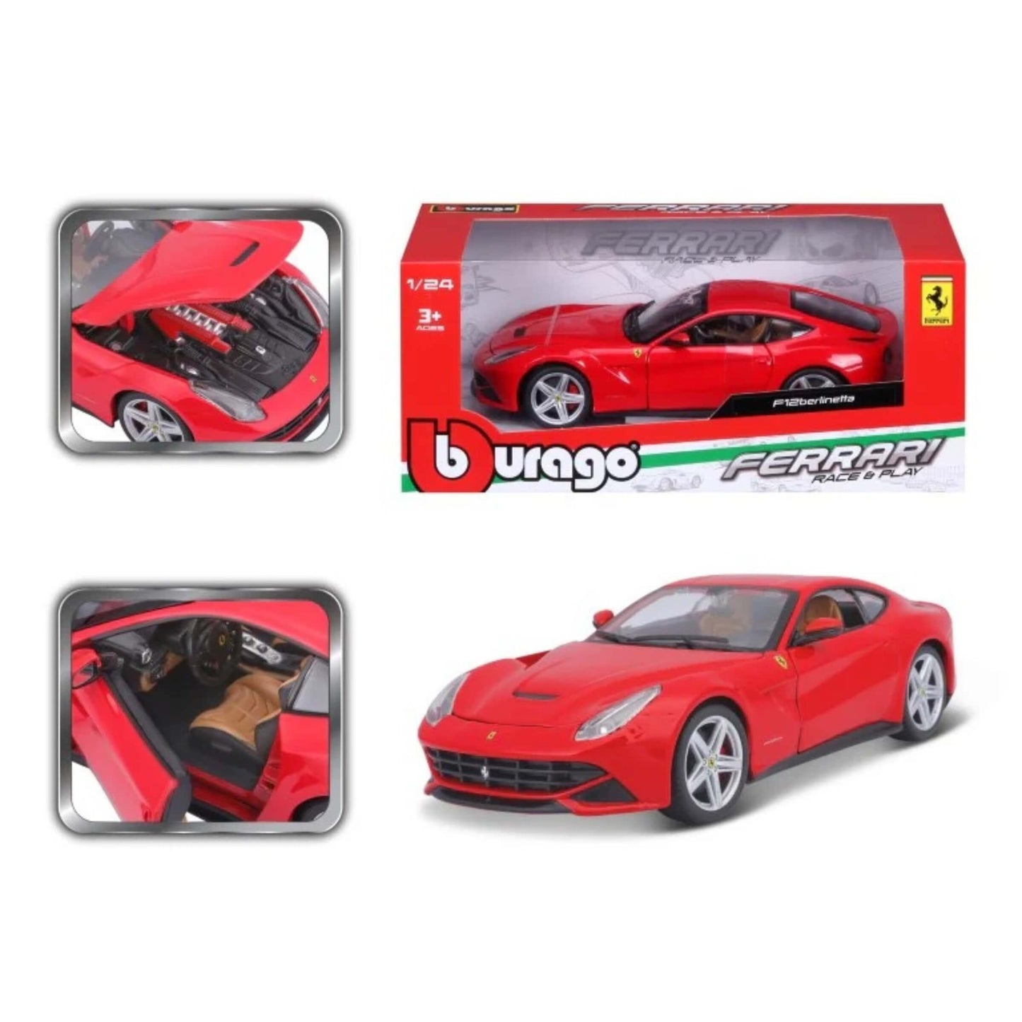 COLLEZIONE MODELLINI AUTO DIE CAST BURAGO FERRARI RACE & PLAY 1:24 - 18-26000