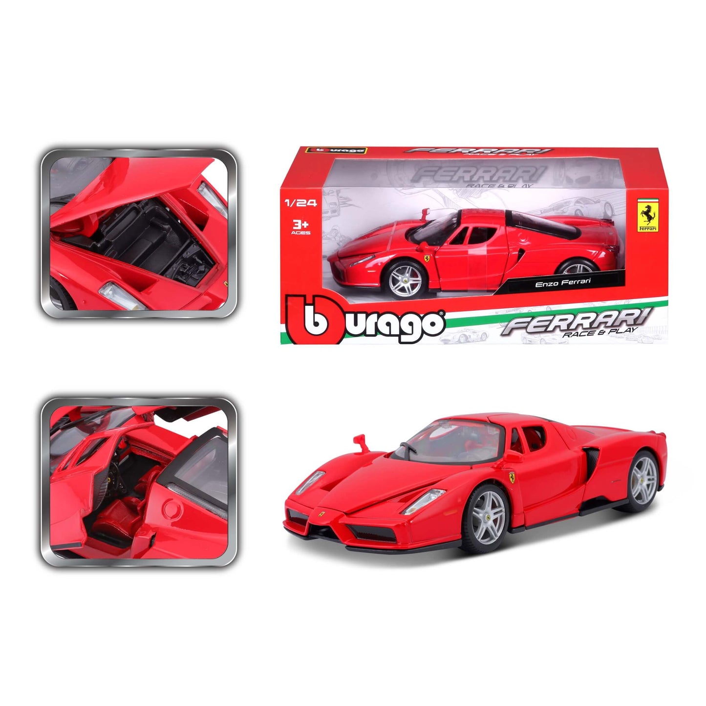 COLLEZIONE MODELLINI AUTO DIE CAST BURAGO FERRARI RACE & PLAY 1:24 - 18-26000