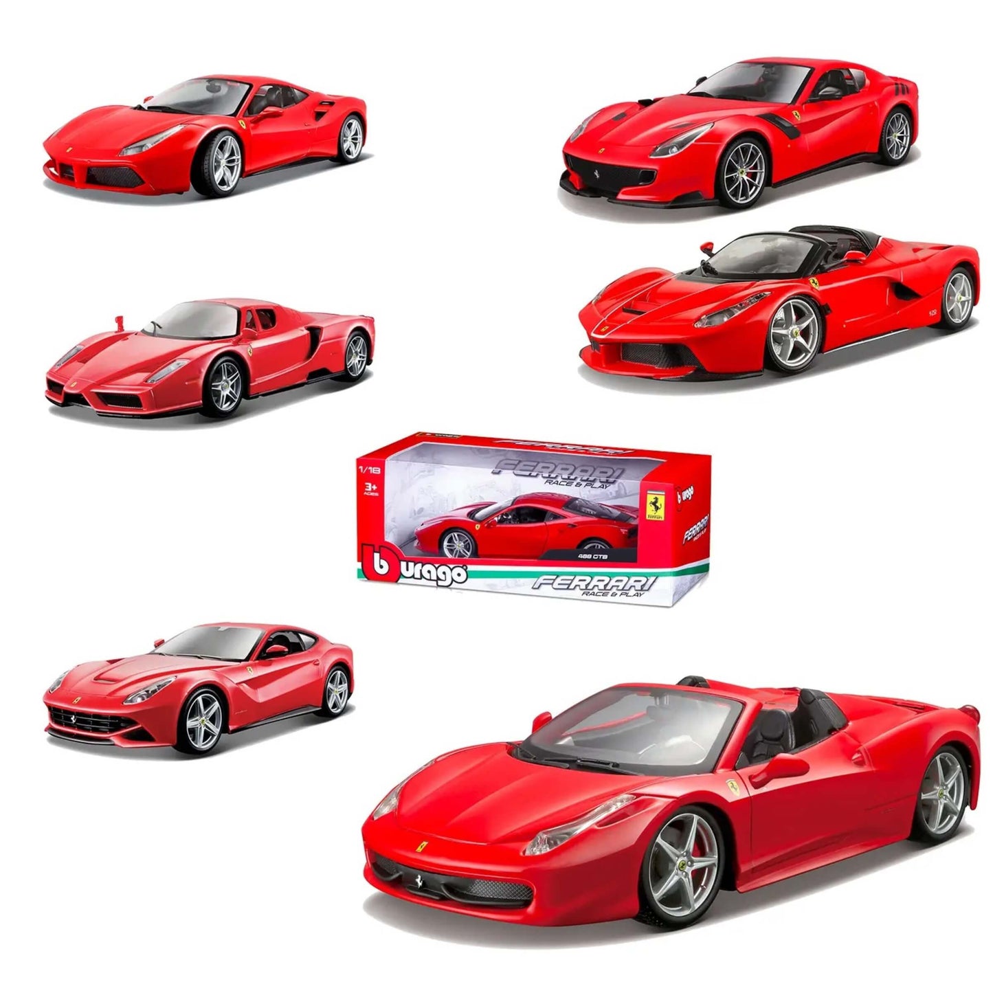 Modellino die cast Bburago Ferrari Race and Play scala 1:24 su licenza ufficiale Ferrari