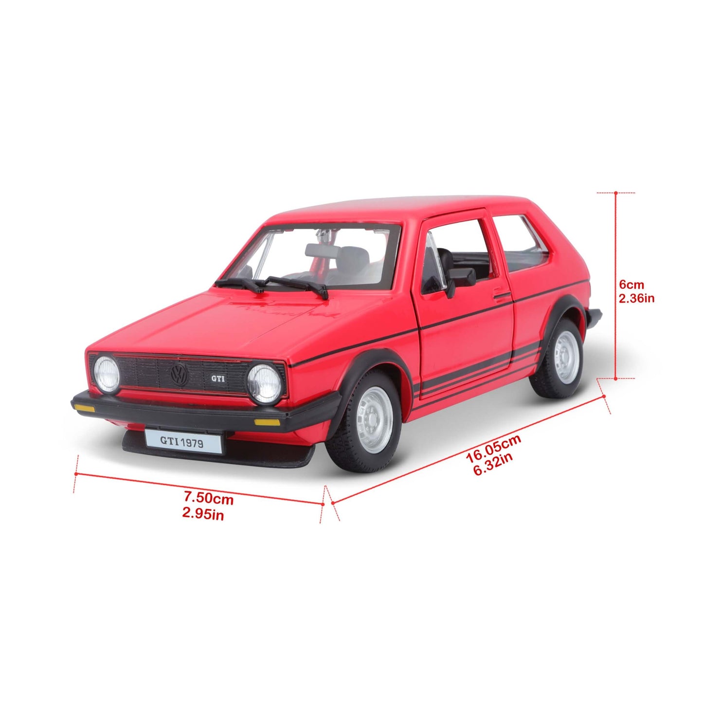 Bburago Volkswagen Golf Mk1 GTI 1979 Rossa Modellino Auto Die-Cast Scala 1:24 - 18-21089