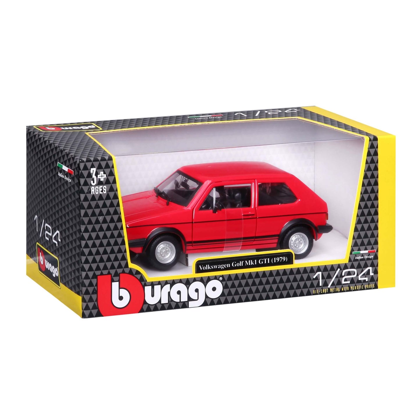 Bburago Volkswagen Golf Mk1 GTI 1979 Rossa Modellino Auto Die-Cast Scala 1:24 - 18-21089