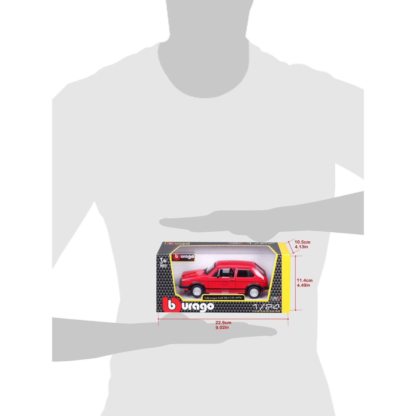 Bburago Volkswagen Golf Mk1 GTI 1979 Rossa Modellino Auto Die-Cast Scala 1:24 - 18-21089