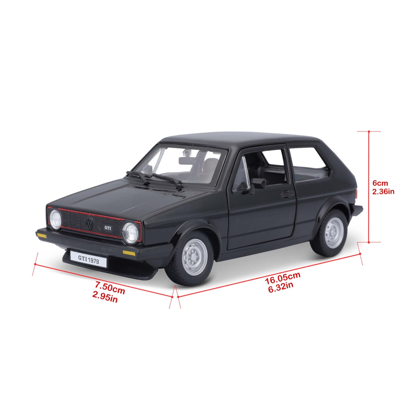 Bburago Volkswagen Golf Mk1 GTI 1979 Nera Modellino Auto Die-Cast Scala 1:24 - 18-21089