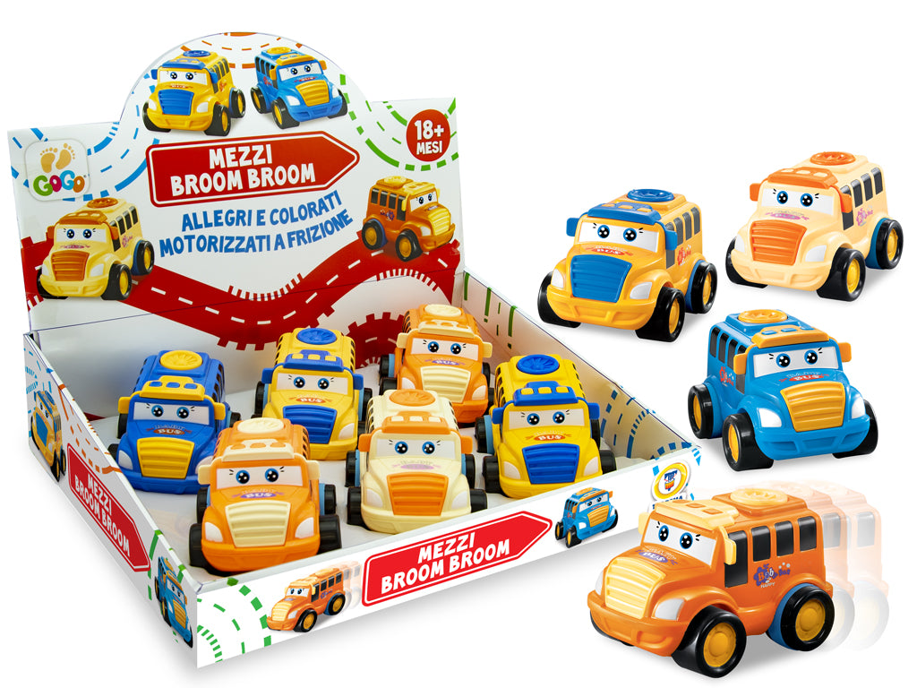 Gogo Broom Broom Autobus a frizione colorati per bambini da 18 mesi confezione 6pz