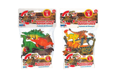 Set da 6 dinosauri in plastica morbida con colori vivaci e dettagli realistici per bambini