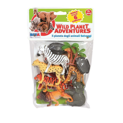 Set Busta 6 Animali della Savana Wild Planet in Plastica - 9286