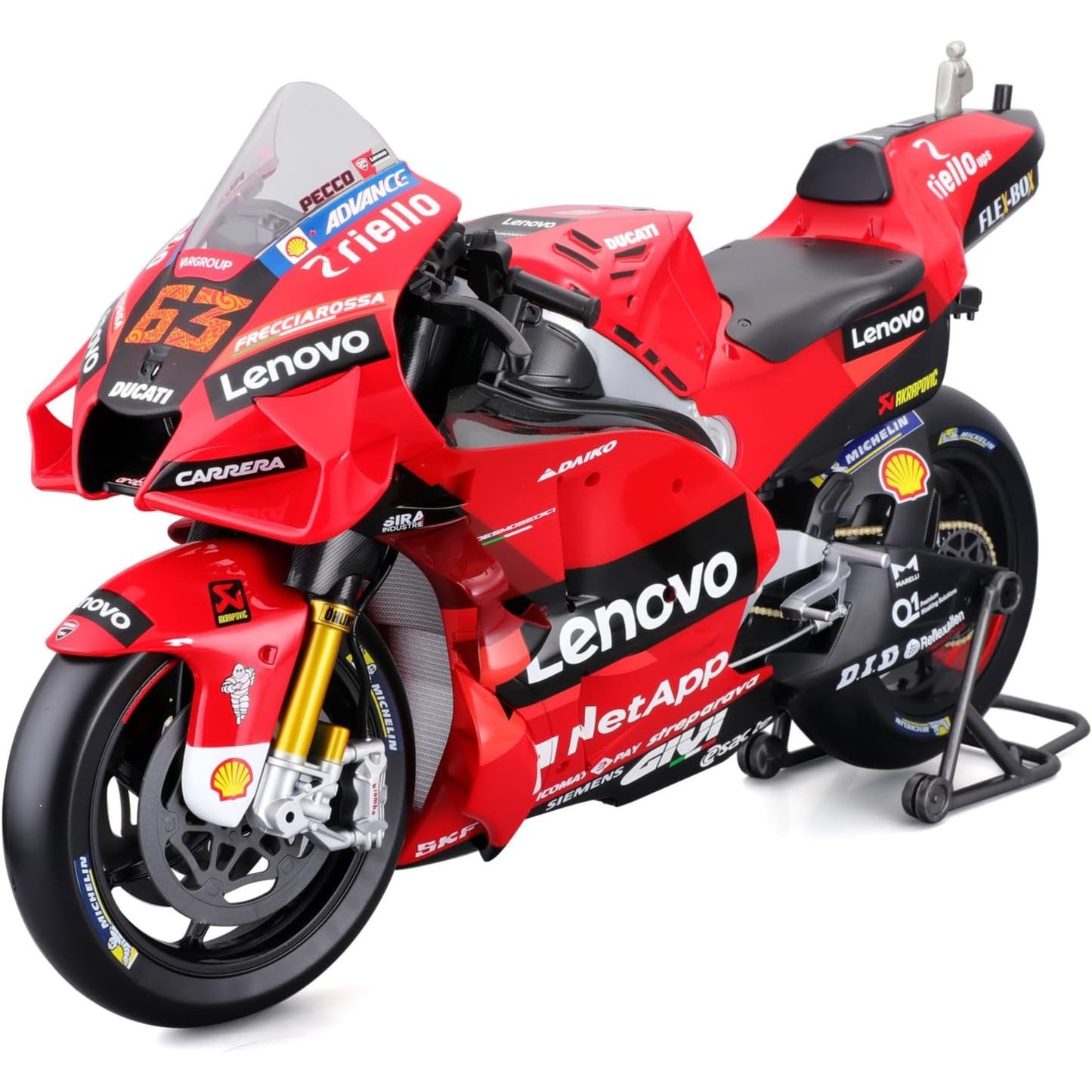 MODELLINO DIE CAST DUCATI DESMOSEDICI TEAM LENOVO N.63 FRANCESCO BAGNAIA - CAMPIONE DEL MONDO 2022 - 1:18 - 34391