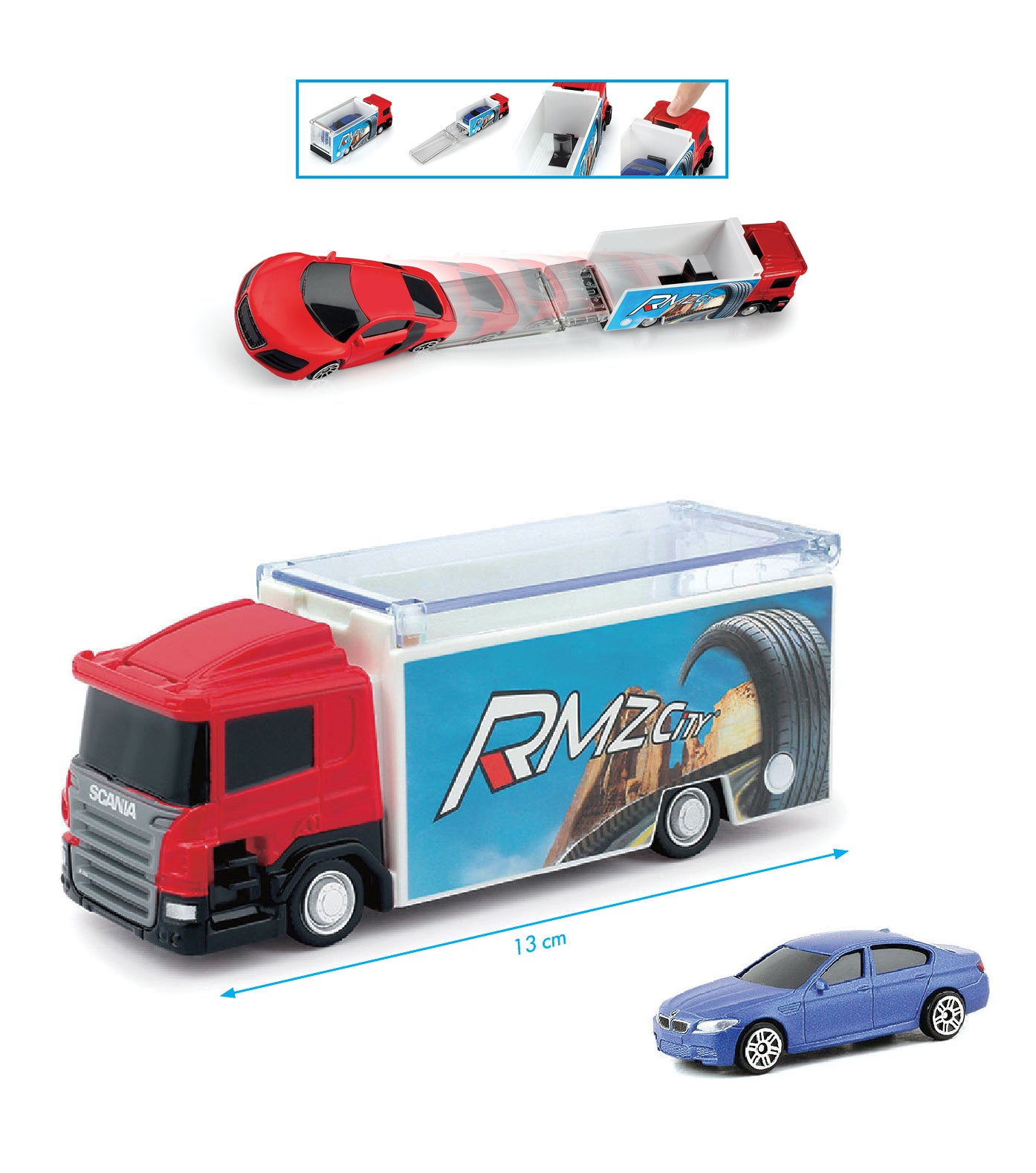 Set diecast RMZ City Scania Container e BMW M5 scala 1:64 - 94665