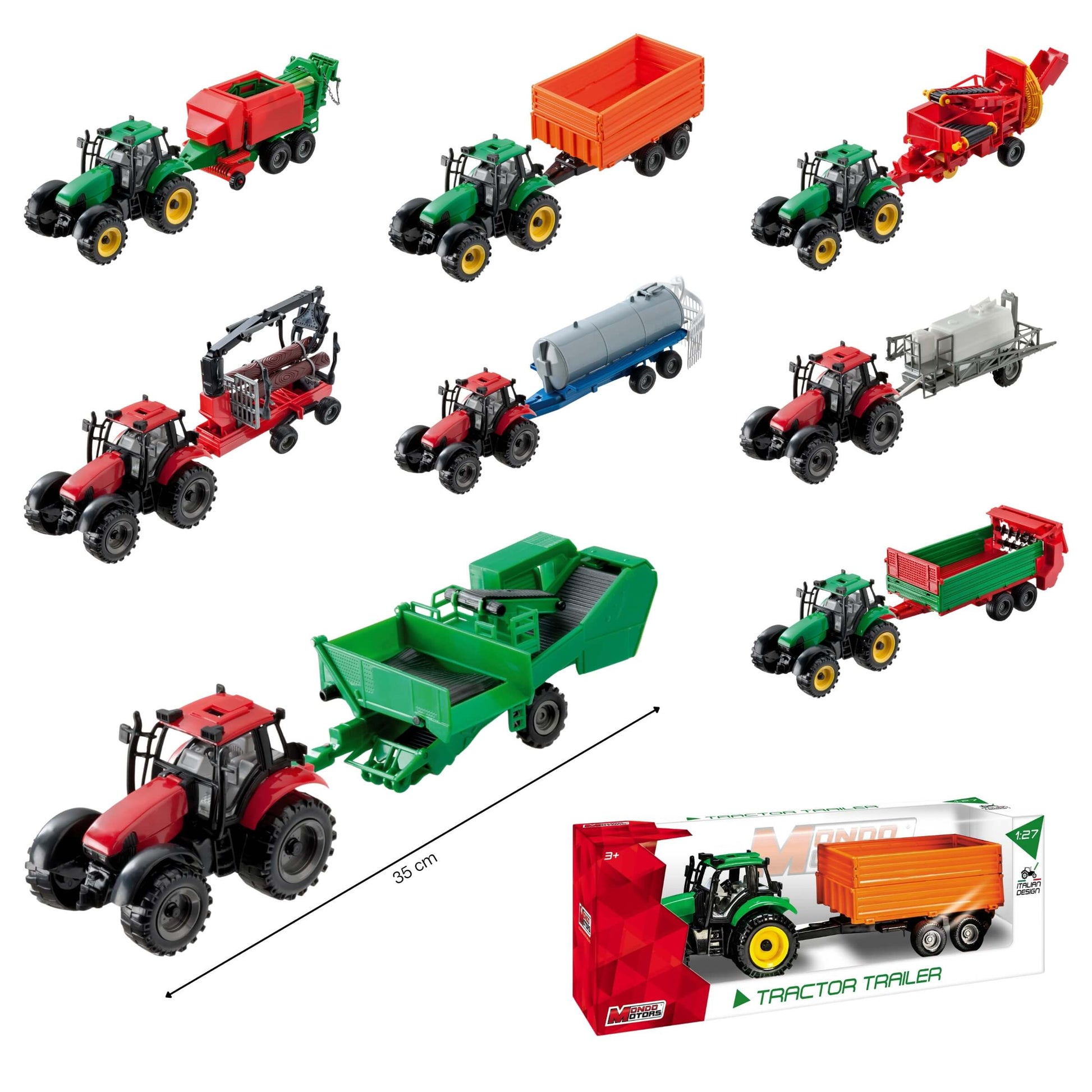 Modellino trattore con rimorchio scala 1:27 in plastica - 61002