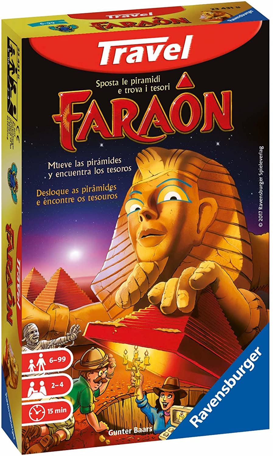 Ravensburger Travel Games Faraon versione portatile - sposta piramidi trova tesori dai 7 anni