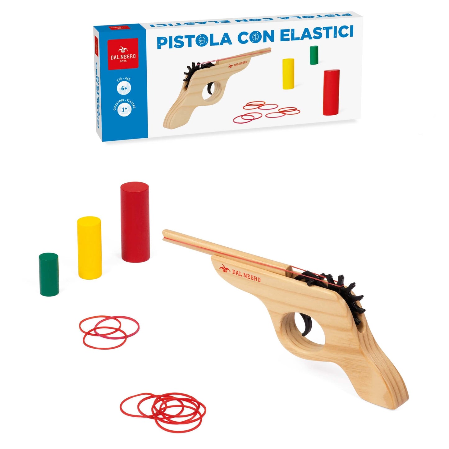 Pistola con elastici Dal Negro in legno meccanismo a ingranaggio G05671
