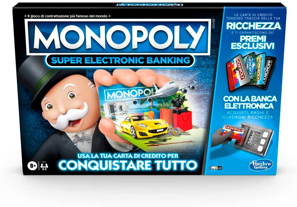 Hasbro Monopoly Super Electronic Banking lettore elettronico carte credito