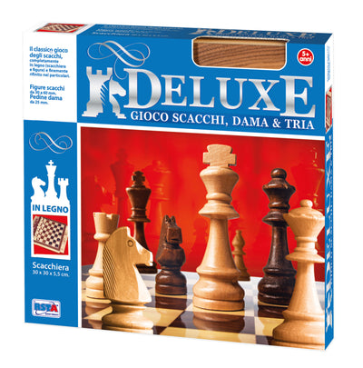Deluxe Scacchi Dama Tria legno scacchiera 30x30 cm figure scacchi pedine dama