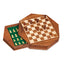 Scacchiera magnetica ottagonale legno 19x19cm laterale con pezzi degli scacchi