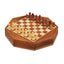 Scacchiera ottagonale in legno magnetica 19x19cm vista dall'alto con pezzi
