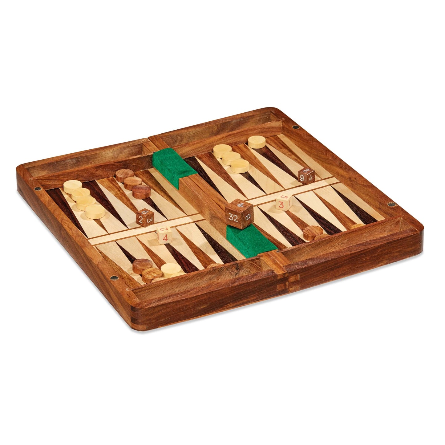 Scacchiera Magnetica Pieghevole 3 in 1 in Legno Set Scacchi Dama Backgammon con Dadi e Pedine