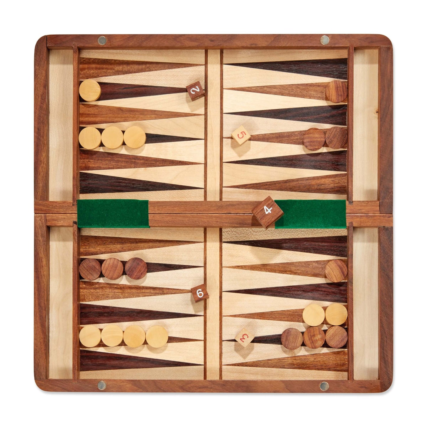 Scacchiera Magnetica Pieghevole 3 in 1 in Legno Set Scacchi Dama Backgammon con Dadi e Pedine