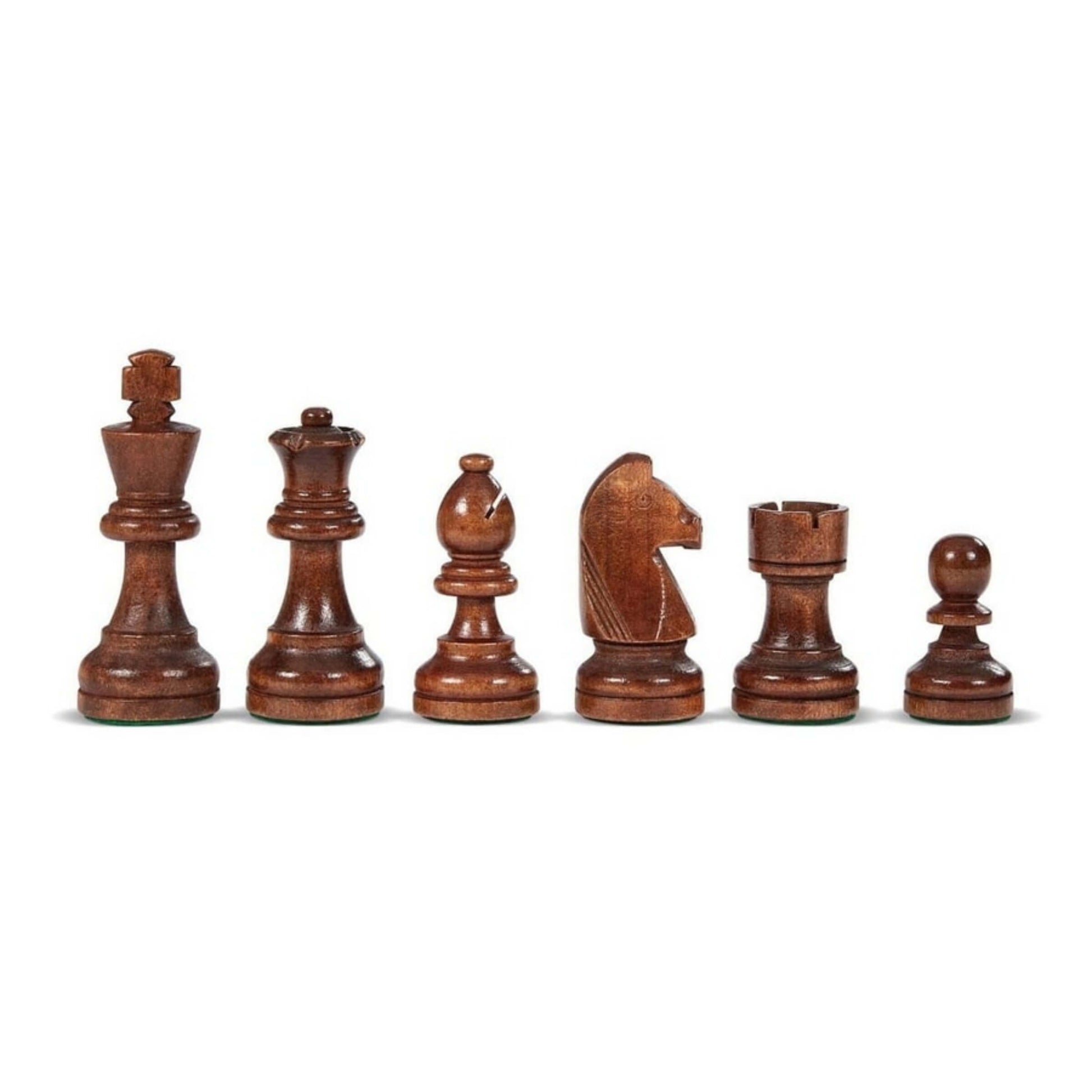 Dettaglio pezzi scacchi piombati legno N.3 con base stabile e finiture classiche