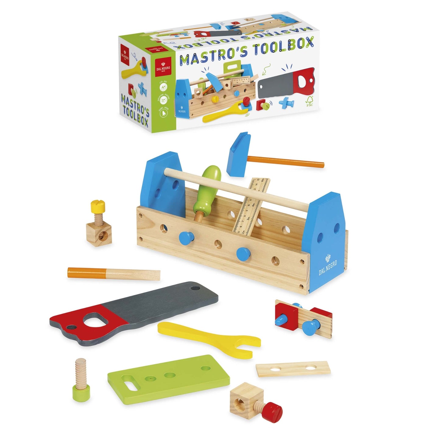 Mastro's Toolbox cassetta attrezzi legno bambini strumenti gioco simbolico