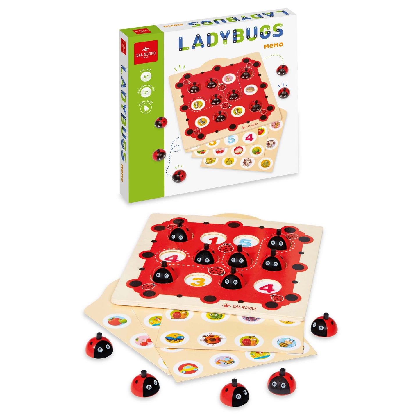 Gioco memory Dal Negro Ladybugs in legno con coccinelle e immagini da abbinare