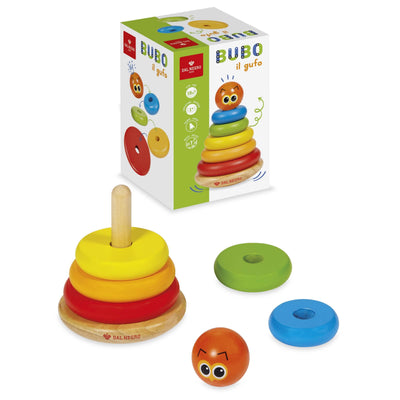 Gioco impilabile Dal Negro Bubo il Gufo in legno con anelli colorati