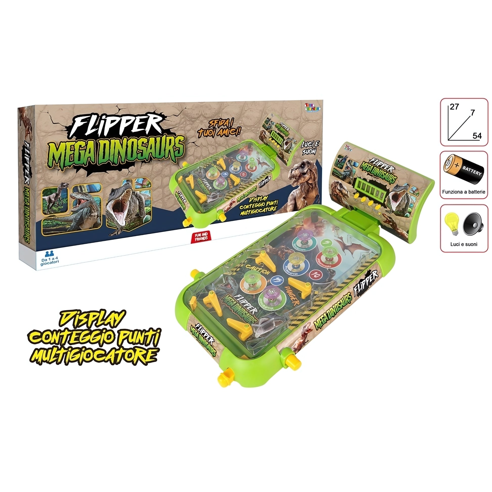Flipper Mega Dinosaurs dettaglio decorazioni preistoriche e paddle