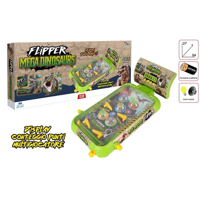 Flipper Mega Dinosaurs dettaglio decorazioni preistoriche e paddle