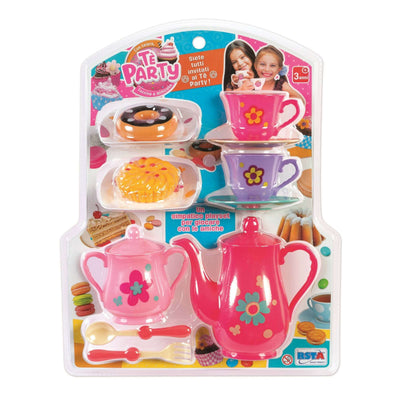 Set teiera giocattolo con tazzine zuccheriera pasticcini e posate per bambini 3+