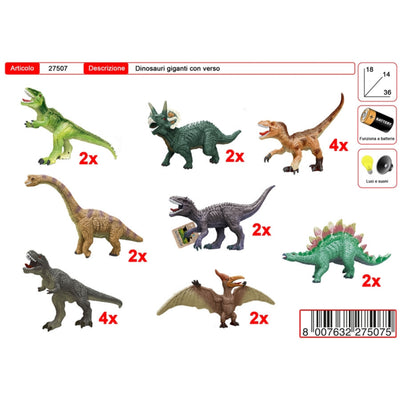 Set dinosauri gomma 35cm T-Rex Velociraptor Brachiosauro dettaglio