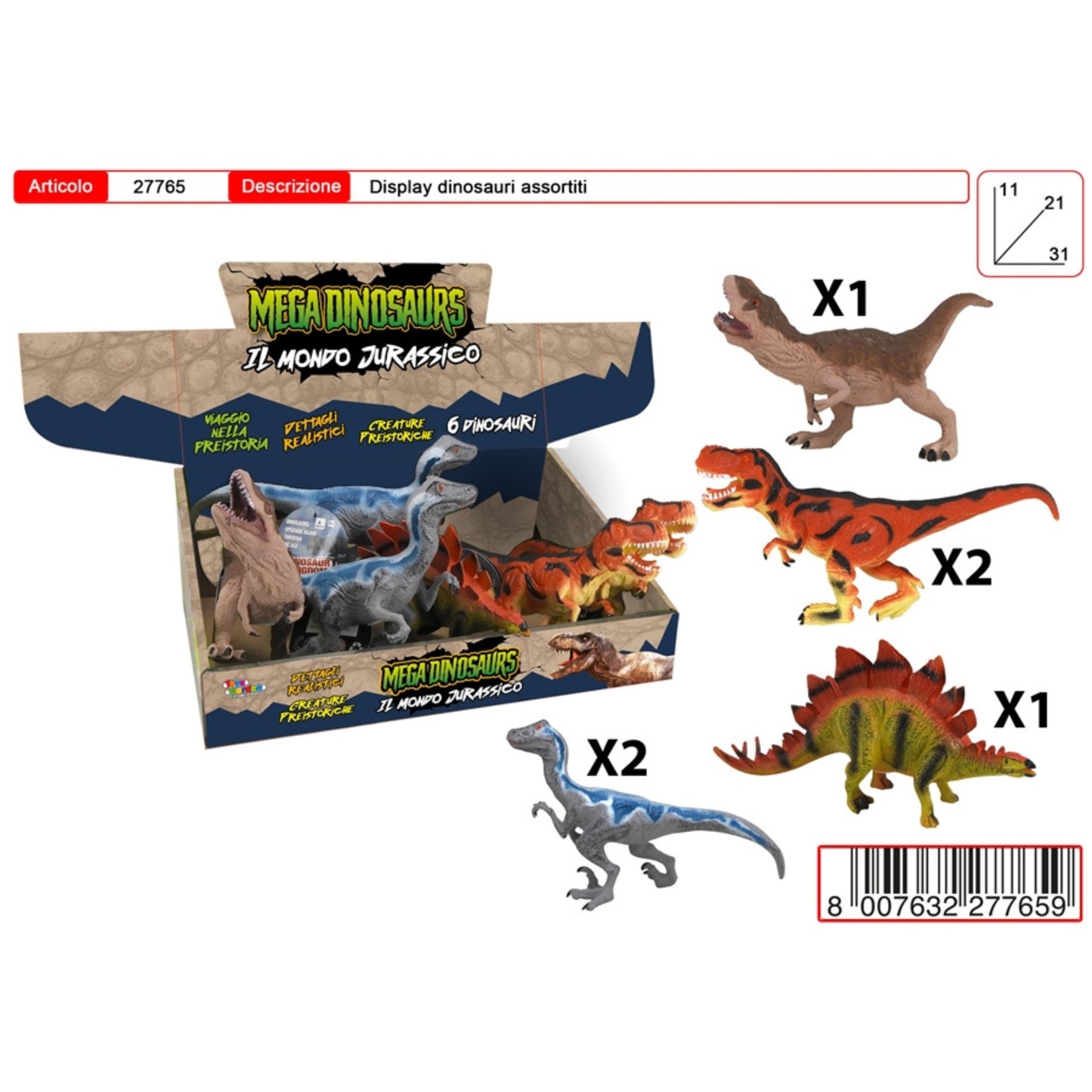 DISPLAY DINOSAURI IN GOMMA (6PZ) 27765