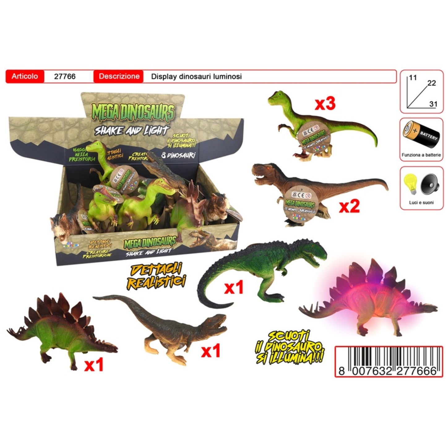 DISPLAY DINOSAURI LUMINOSI (8PZ) 27766