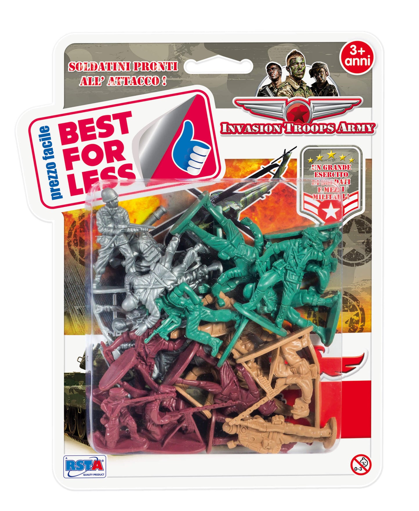 Blister soldatini Best for Less in diverse pose per giochi di ruolo militare