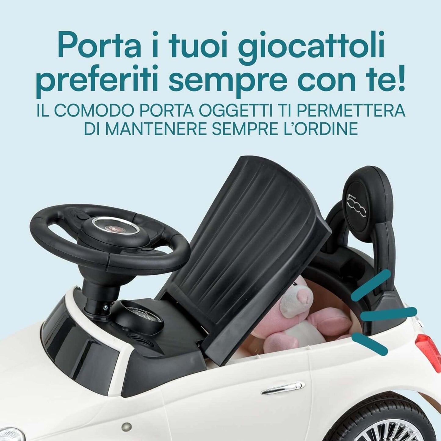 Fiat 500 Auto Cavalcabile per Bambini Ride-On Bianca