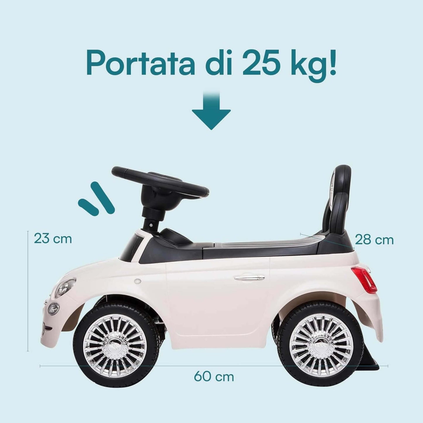 Fiat 500 Auto Cavalcabile per Bambini Ride-On Bianca