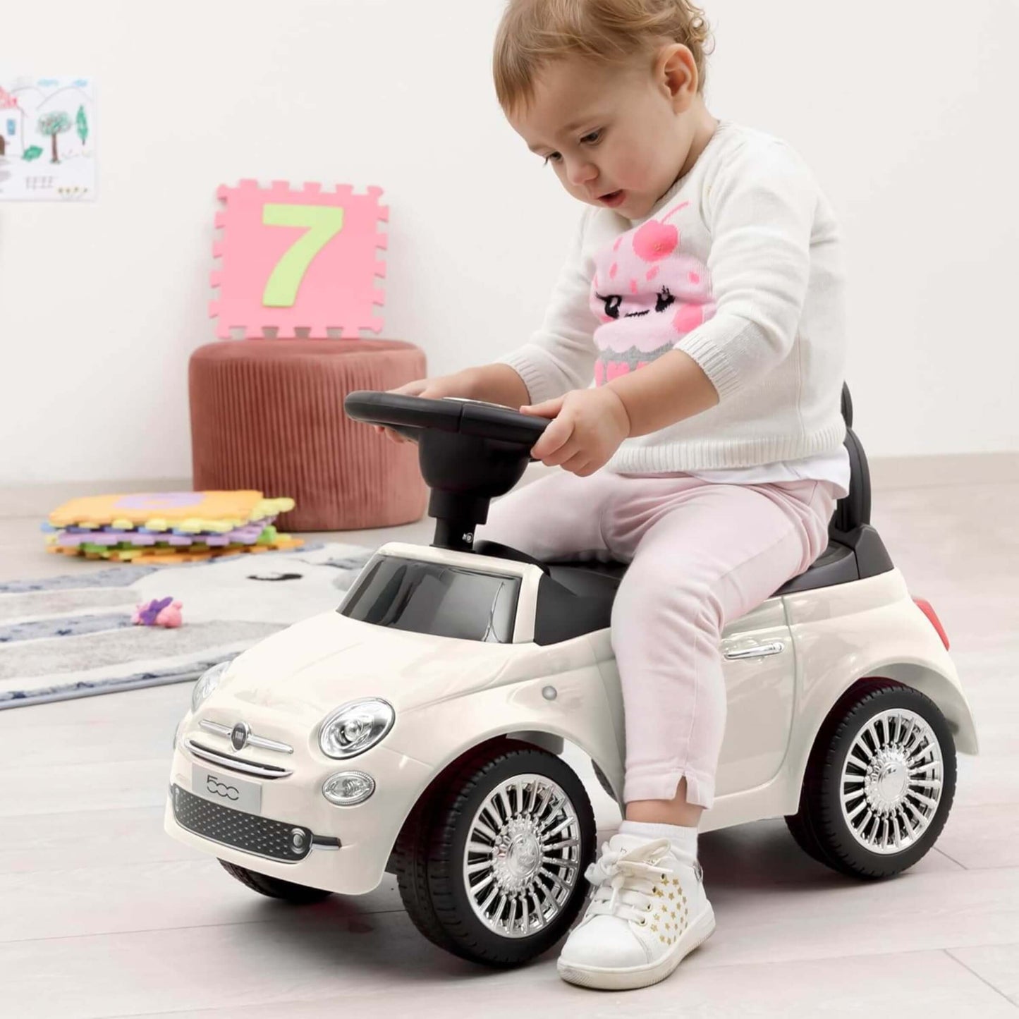 Fiat 500 Auto Cavalcabile per Bambini Ride-On Bianca