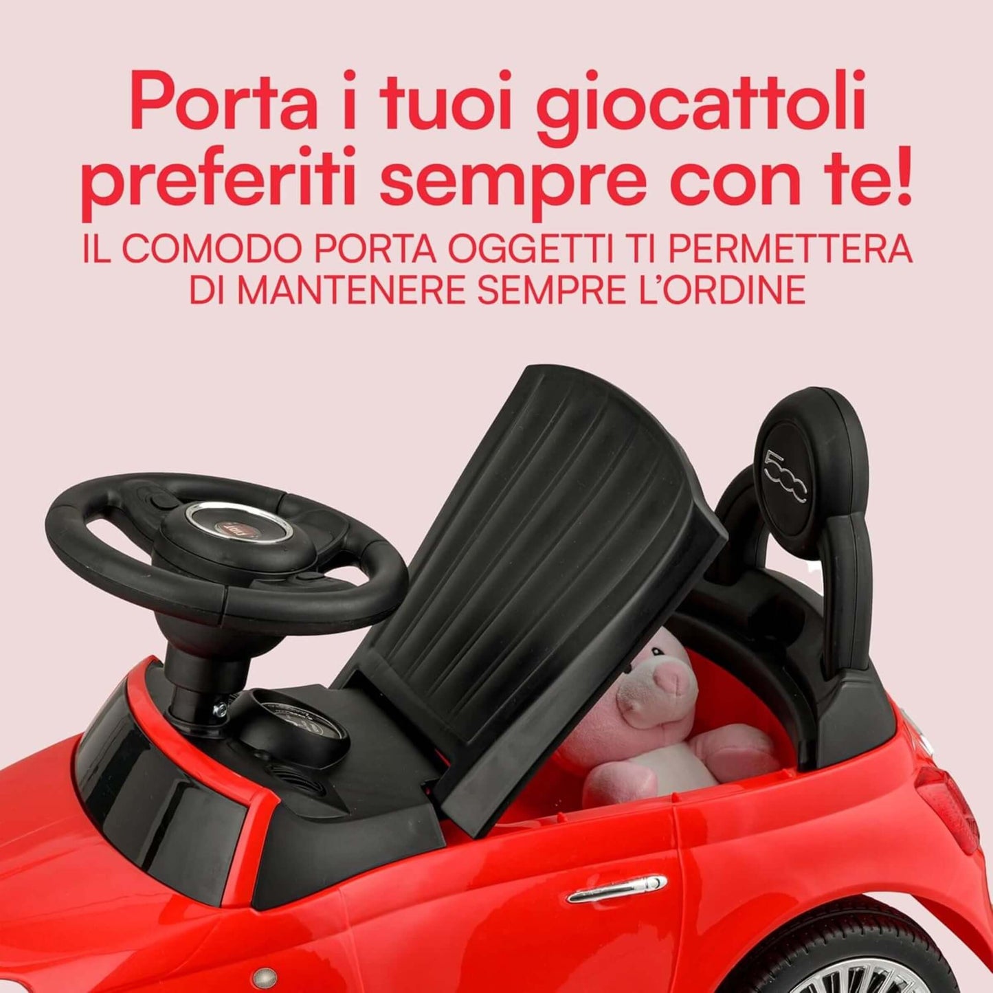 Fiat 500 Auto Cavalcabile per Bambini Ride-On Rossa