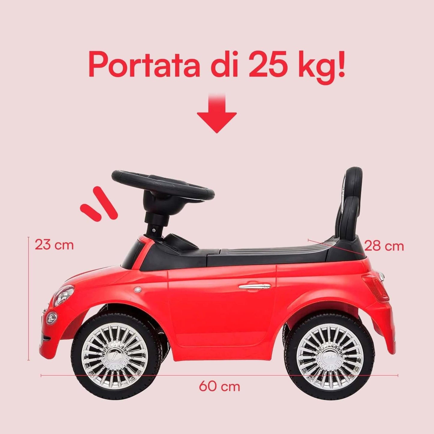 Fiat 500 Auto Cavalcabile per Bambini Ride-On Rossa