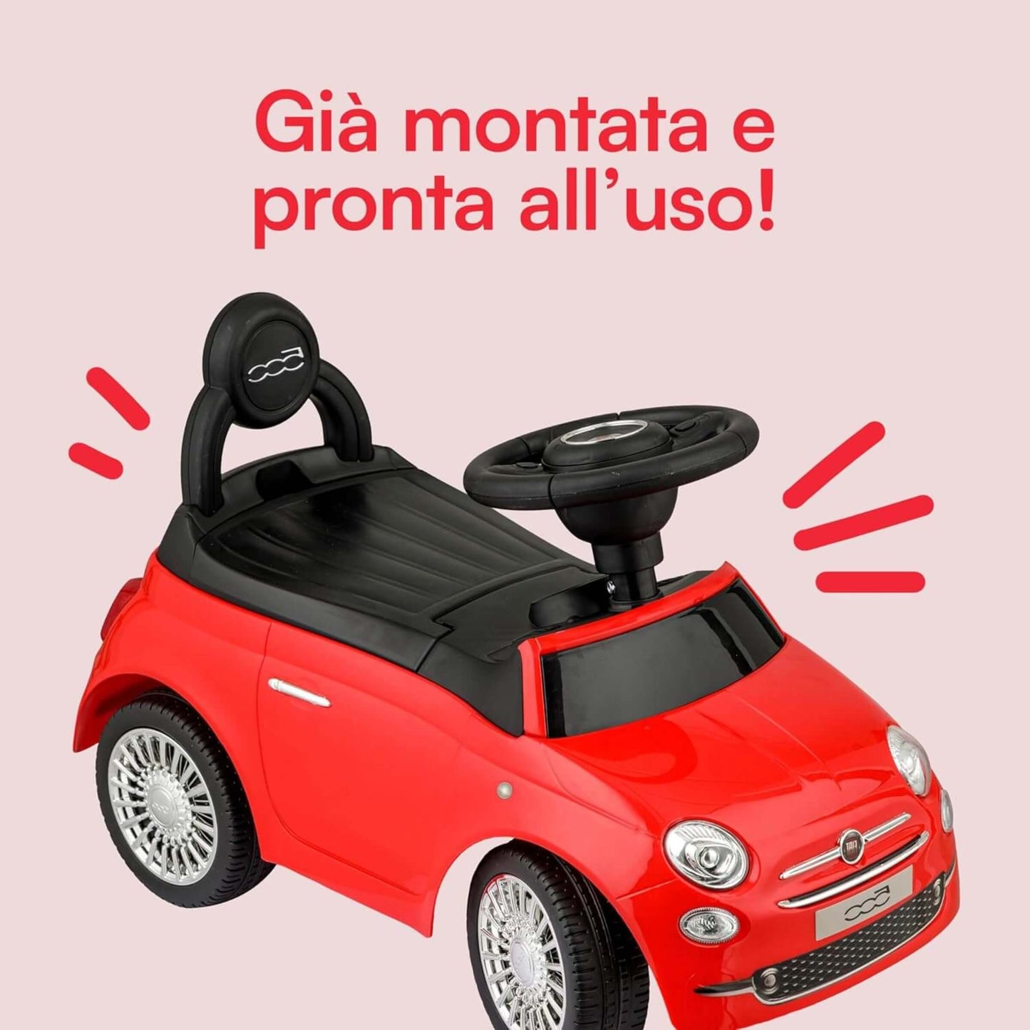 Fiat 500 Auto Cavalcabile per Bambini Ride-On Rossa