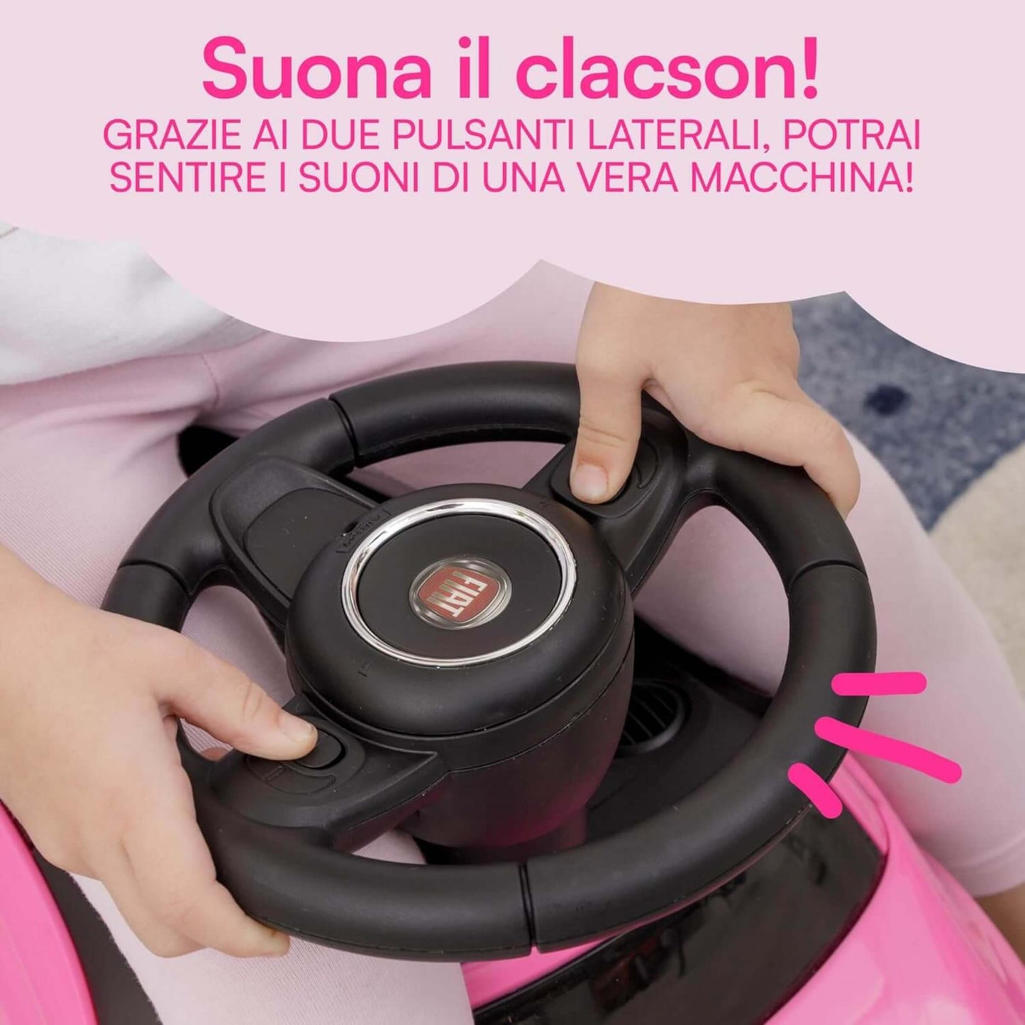 Fiat 500 Auto Cavalcabile per Bambini Ride-On Rosa