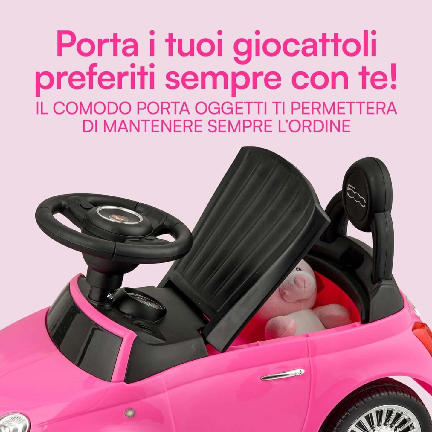 Fiat 500 Auto Cavalcabile per Bambini Ride-On Rosa
