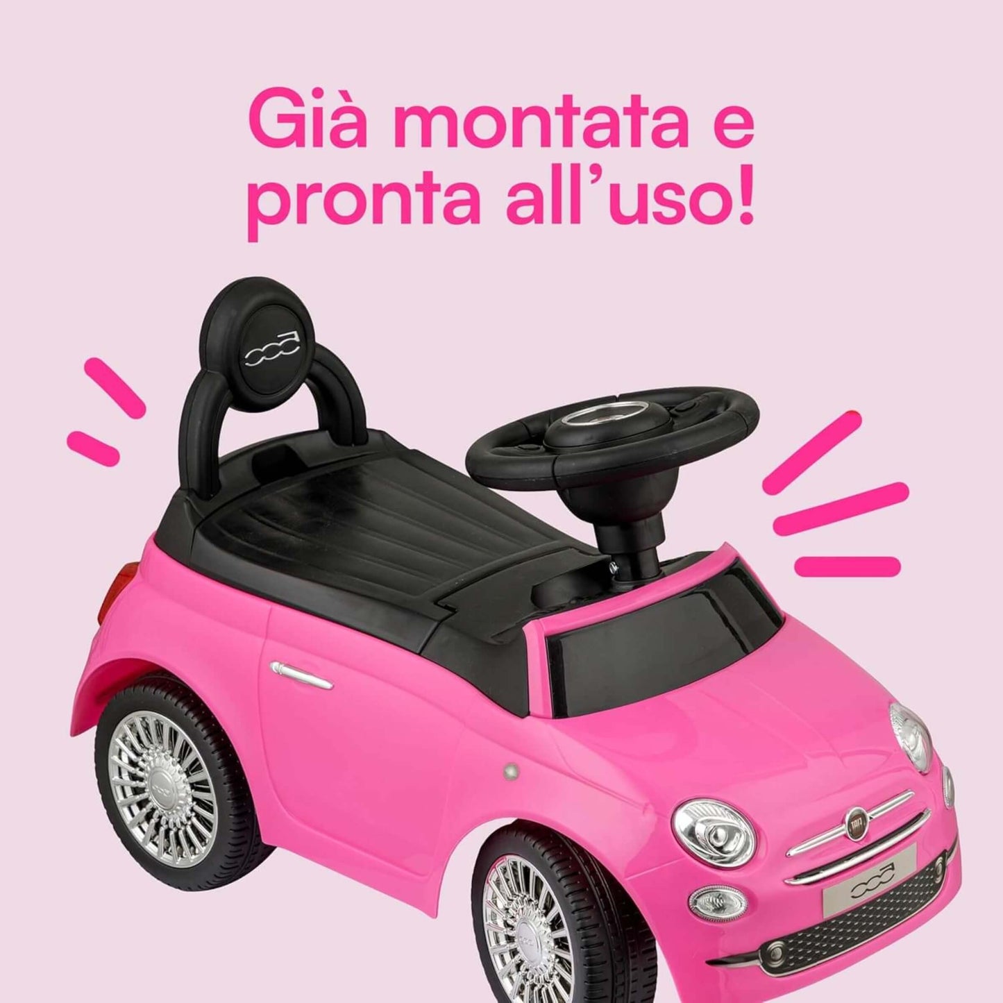Fiat 500 Auto Cavalcabile per Bambini Ride-On Rosa