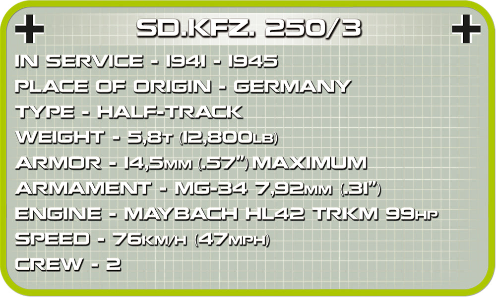 COBI WORLD WAR II - #2526 - 420PZ - CORAZZATO SD.KFZ. 250/3