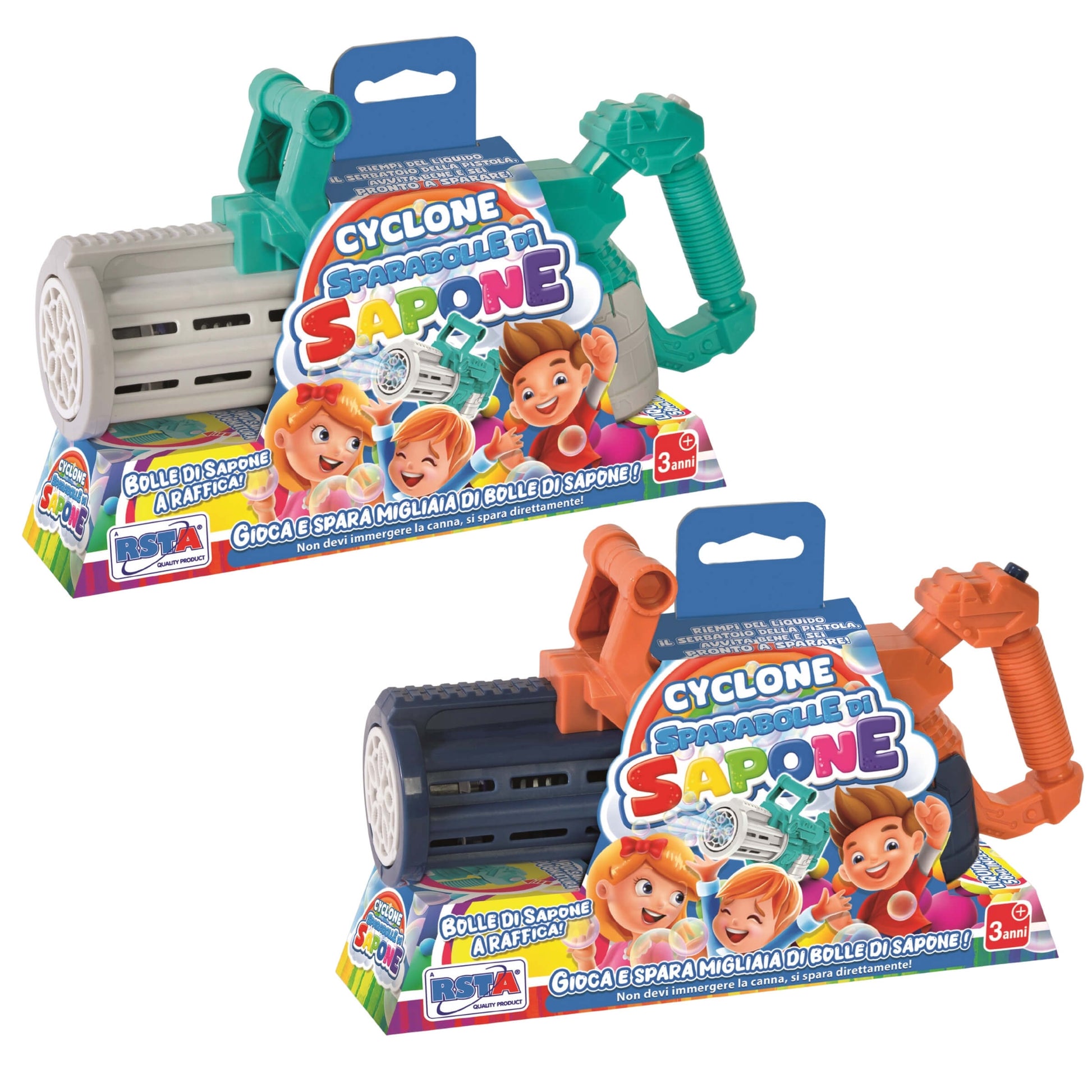 Pistola sparabolle Cyclone 23 cm con liquido 56ml cascata bolle G10005B