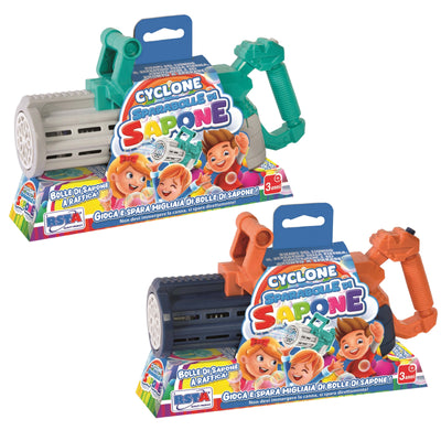 Pistola sparabolle Cyclone 23 cm con liquido 56ml cascata bolle G10005B